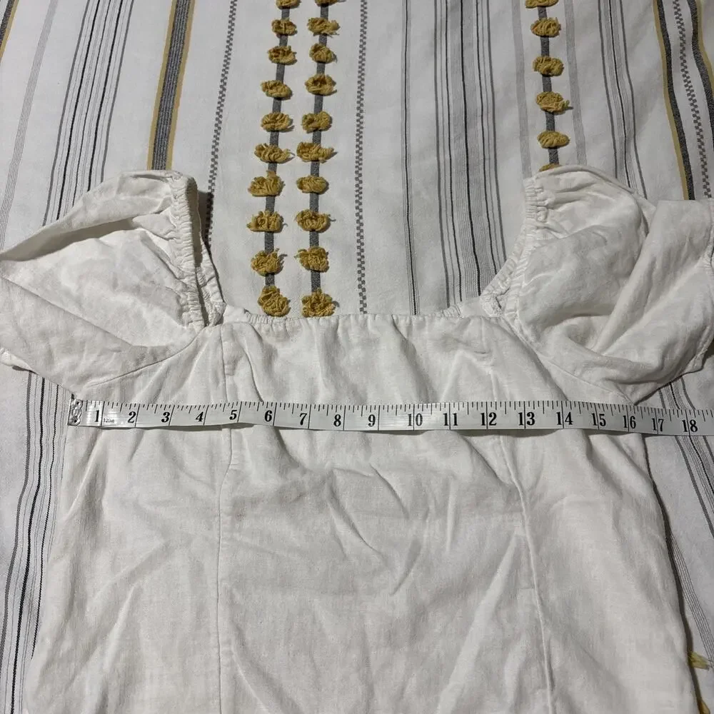 Abercrombie & Fitch Crop Blouse L Puff Sleeve Peasant Boho Poplin Smocked EUC